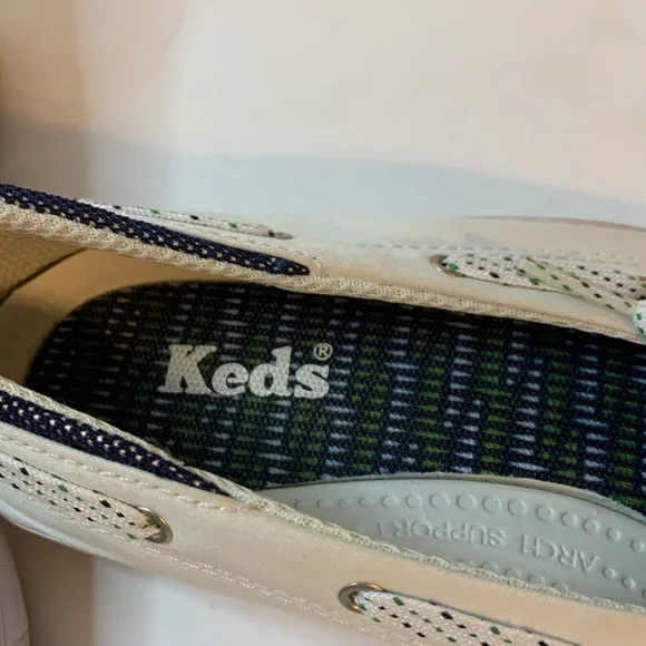 Keds White Nautical White Shoes Size 7.5 worn on bottom Used - Picture 4 of 5